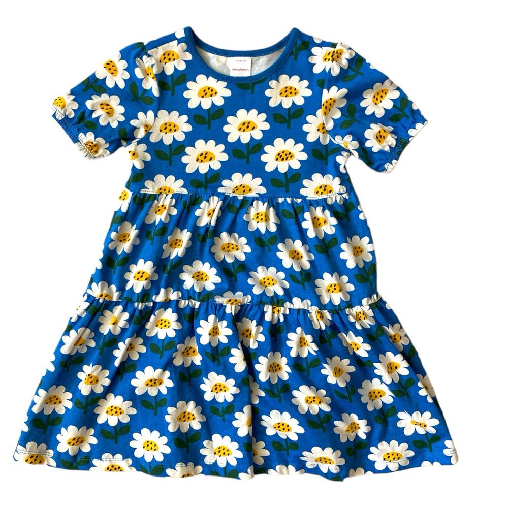 HANNA ANDERSSON Print Twirly Dress Equator Blue Daisies Floral Skirt Top
